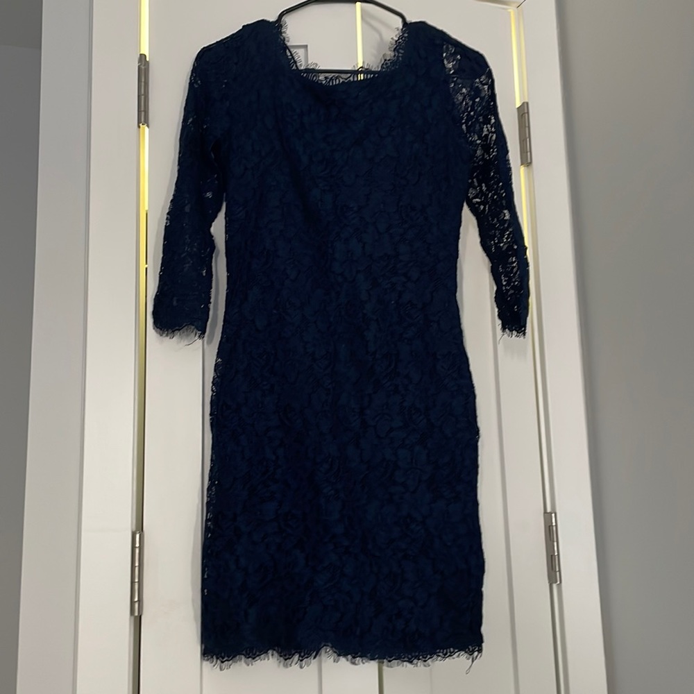 DVF Zarita Navy Lace Dress